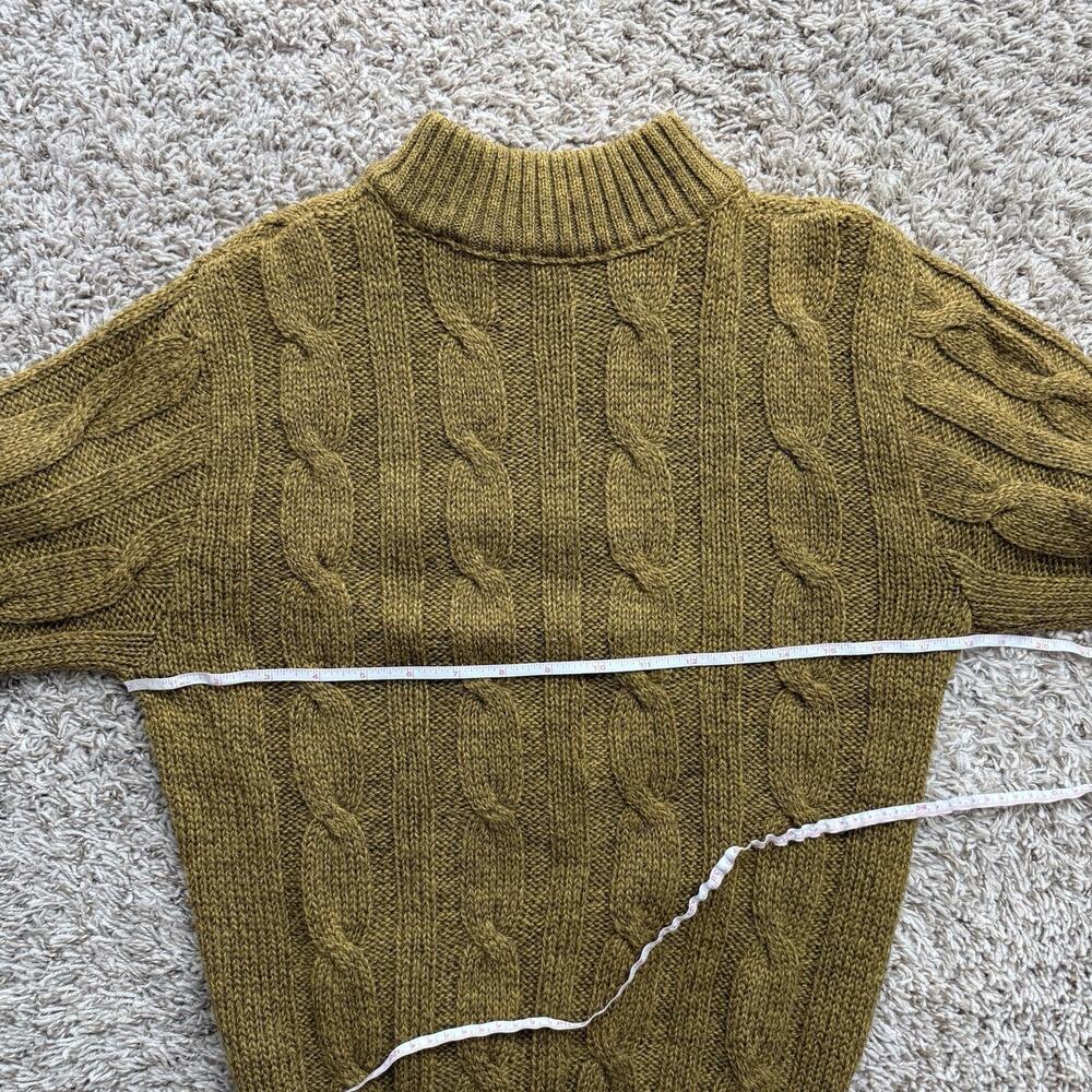 Vintage Varsity Shop Towne And King Cable Knit Wool Sweater Size M Green Brown - Picture 9 of 10